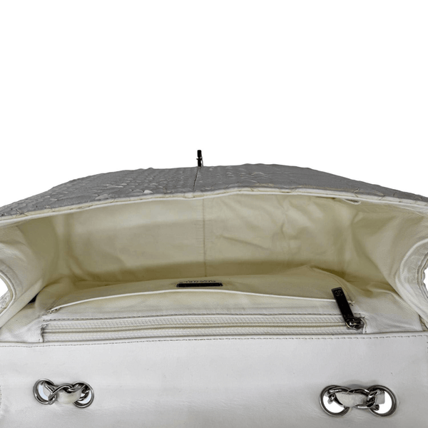 CHANEL Flap Python Leather Crossbody Bag Ivory