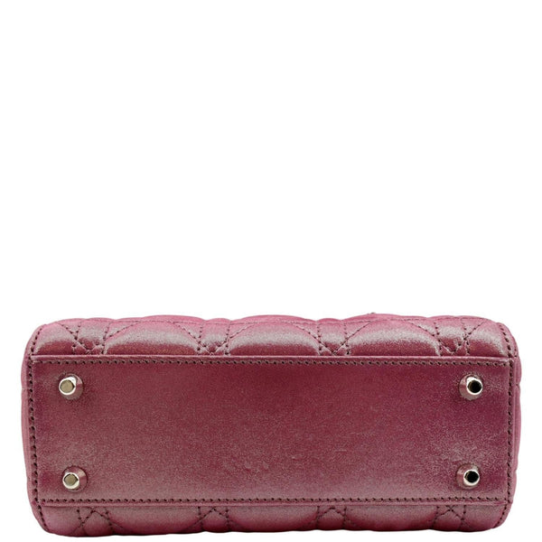 CHRISTIAN DIOR Mini Lady Dior Pearlescent Cannage Lambskin Shoulder Bag Pink