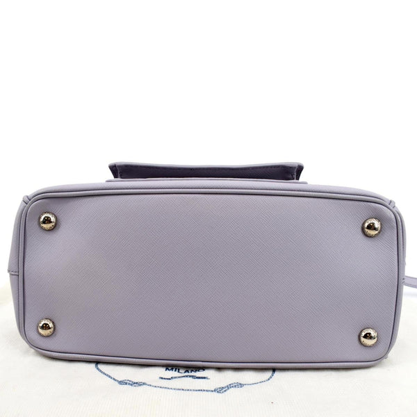 PRADA Front Pocket Double Zip Saffiano Leather Tote Shoulder Bag Light Purple