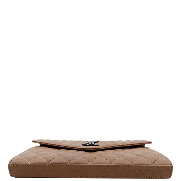 YVES SAINT LAURENT WOC Mixed Matelasse Leather Wallet Dark Beige