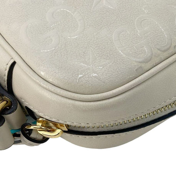 GUCCI GG Star Leather Crossbody Bag Off White 675776