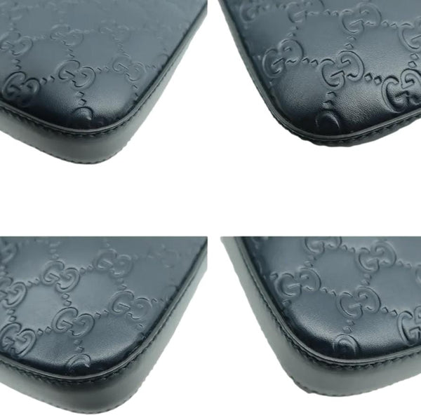 GUCCI Courrier Zip GG Leather Messenger Bag Blue 406408