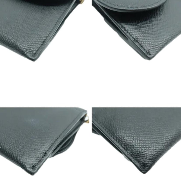 CHRISTIAN DIOR Long Saddle Leather Crossbody Chain Wallet Black