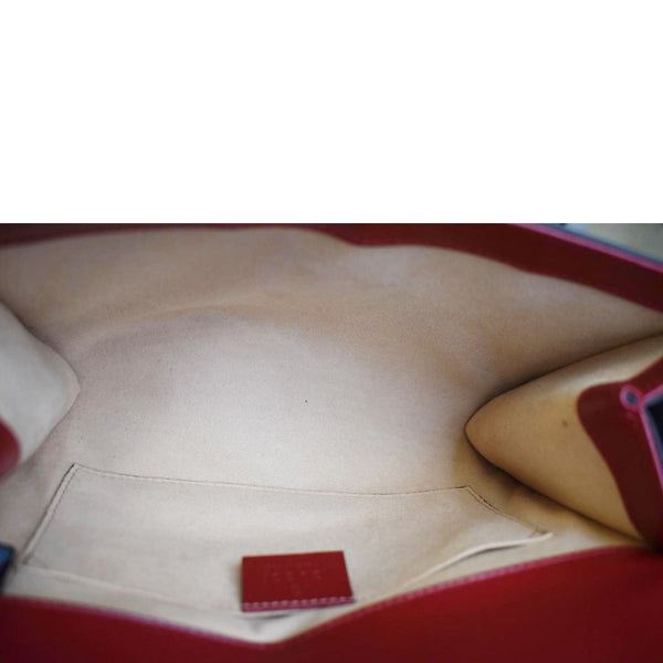 GUCCI Rajah Small Web Leather Shoulder Bag Red 570145