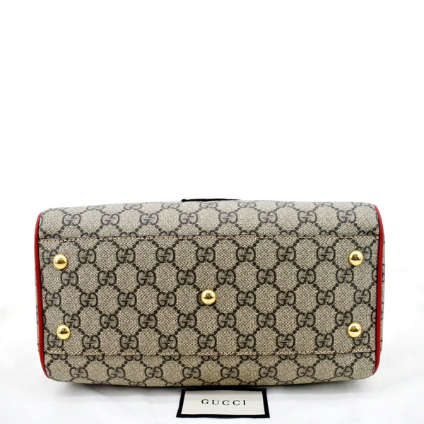 GUCCI Kingsnake Heart Top Handle Leather Boston Bag Beige 409529