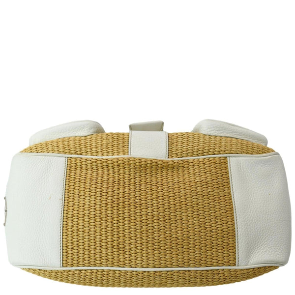 PRADA Paglia Vitello Daino Naturale Leather Satchel Bag Natural