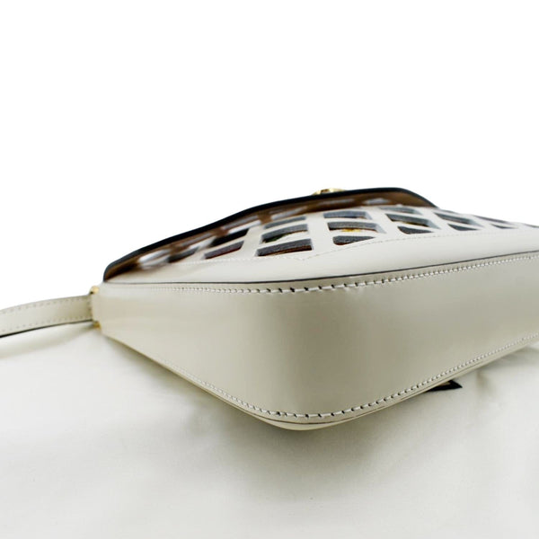 GUCCI Cutout Medium Floral Canvas Shoulder Bag White 550138