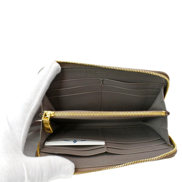 PRADA Saffiano Zip-Around Wallet Brown