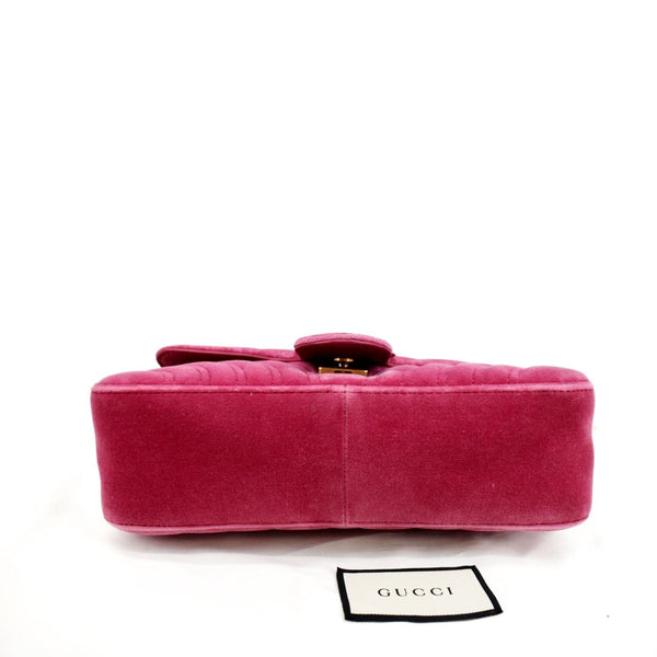 GUCCI GG Marmont Velvet Small Crossbody Bag Pink 443497