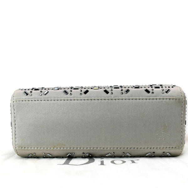 CHRISTIAN DIOR Mini Lady Dior Crystal Embellished Satin Shoulder Bag Gray