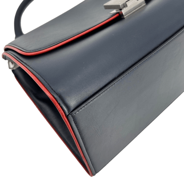 CELINE Trapeze Small 2way Leather Tote Shoulder Bag Blue