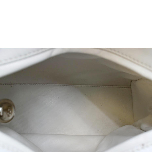 CHRISTIAN DIOR Medium Lady Dior Tweed Leather Shoulder Bag White