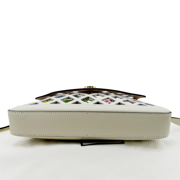 GUCCI Cutout Medium Floral Canvas Shoulder Bag White 550138