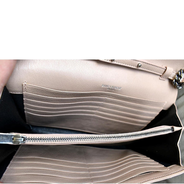 YVES SAINT LAURENT WOC Mixed Matelasse Leather Wallet Dark Beige