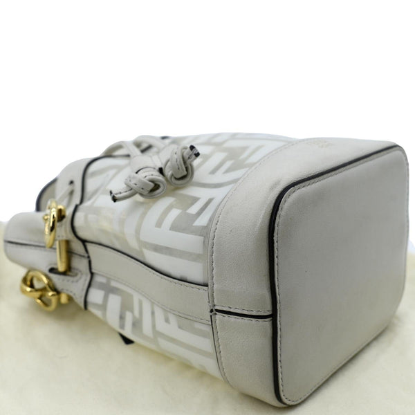FENDI Mon Tresor Drawstring FF PVC Leather Bucket Bag White