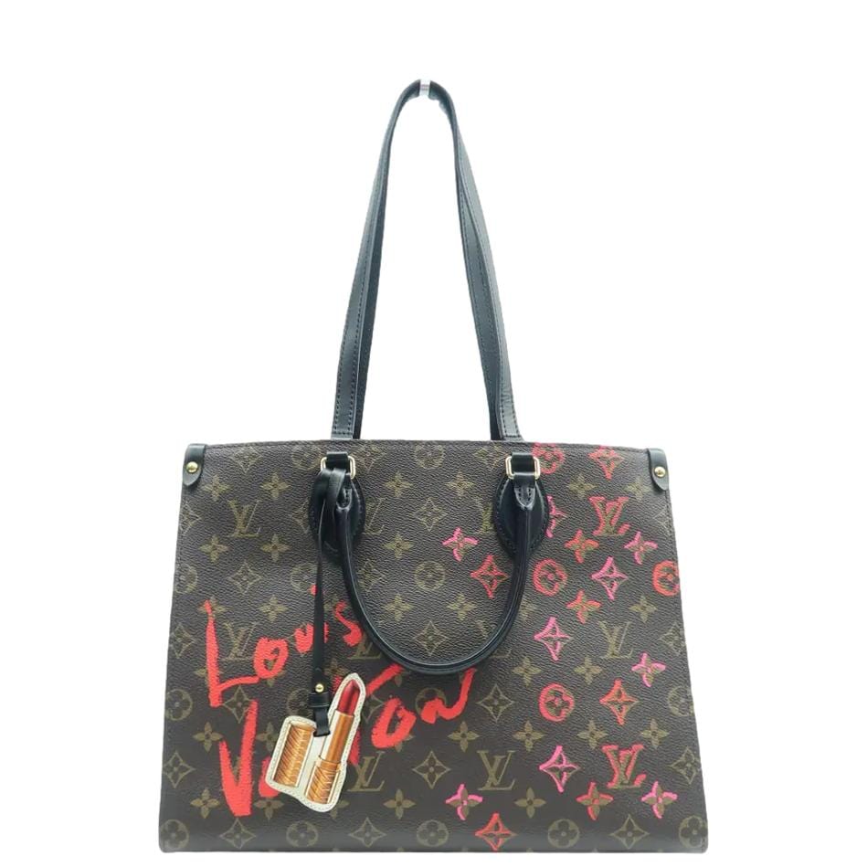 LOUIS VUITTON  Fall In Love Onthego MM Monogram Canvas Tote Shoulder Bag Black