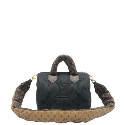 LOUIS VUITTON Speedy 25 Bandouliere Monogram Nylon Shoulder Bag Black