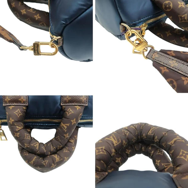 LOUIS VUITTON Speedy 25 Bandouliere Monogram Nylon Shoulder Bag Navy Blue