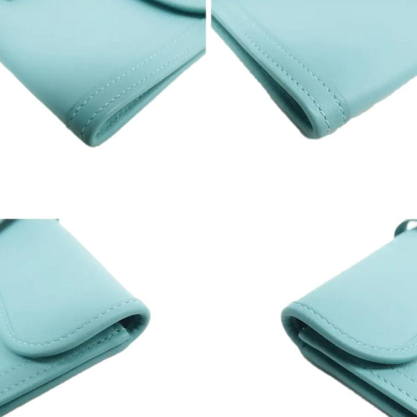 HERMES Jige Elan 29 Calfskin Leather Clutch Wallet Light Blue