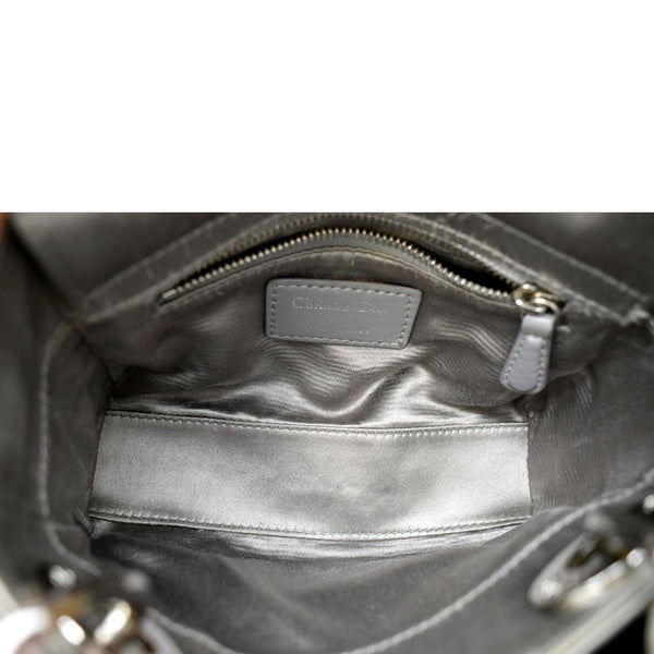 CHRISTIAN DIOR Mini Lady Dior Crystal Embellished Satin Shoulder Bag Gray