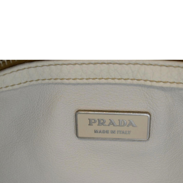 PRADA Paglia Vitello Daino Naturale Leather Satchel Bag Natural