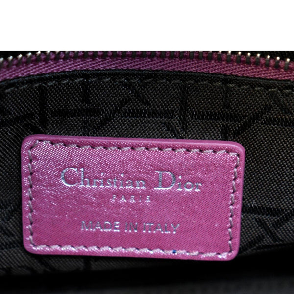 CHRISTIAN DIOR Mini Lady Dior Pearlescent Cannage Lambskin Shoulder Bag Pink