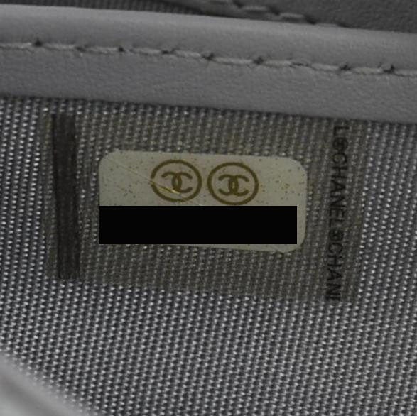CHANEL Long Flap Quilted Chevron Caviar Wallet Light Grey