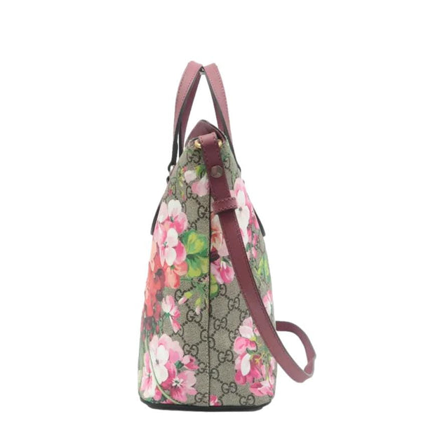 GUCCI Linea A Foldover GG Supreme Monogram Blooms Tote Bag Multicolor Dry Rose 429147