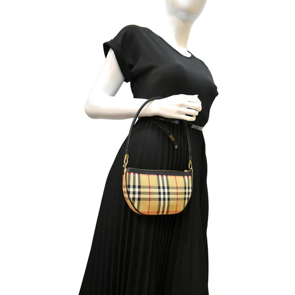 BURBERRY Olympia Vintage Check Pouch Shoulder Bag Archive Beige