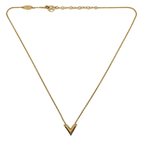 LOUIS VUITTON Essential V Metal Necklace Gold