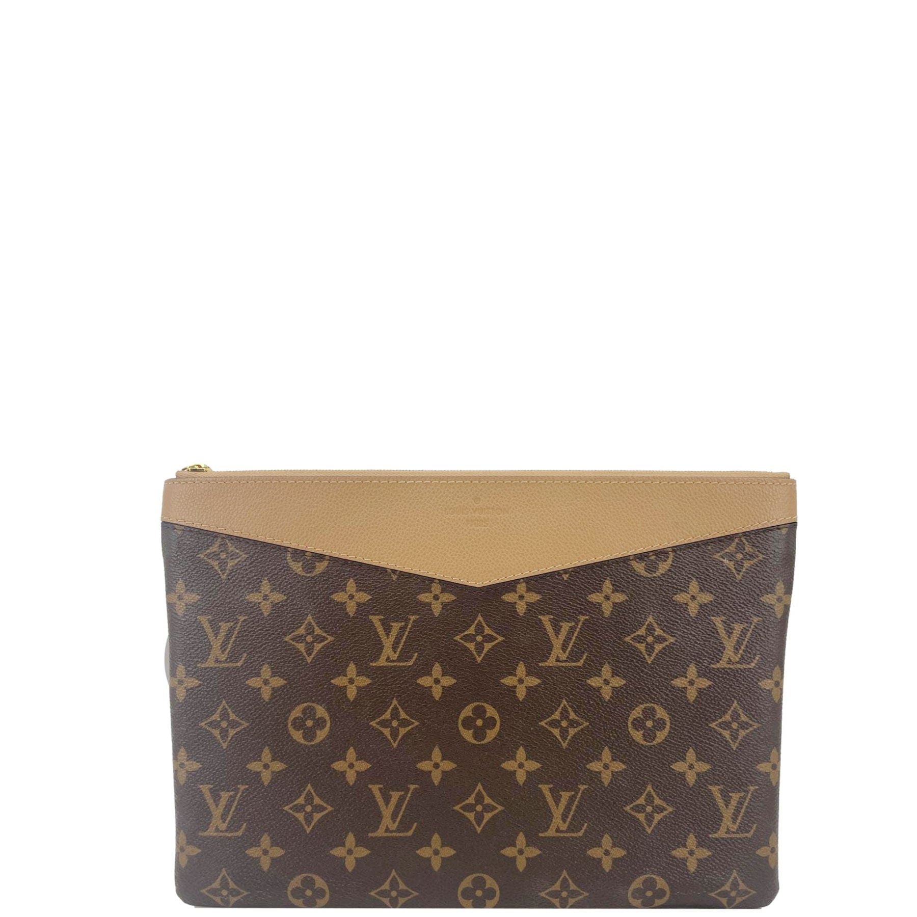 LOUIS VUITTON Daily Pouch Monogram Canvas Clutch Brown