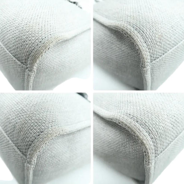 CHANEL Deauville Small Canvas Leather Tote Shoulder Bag White