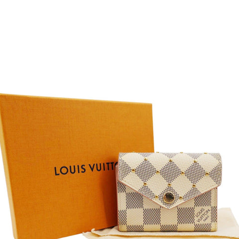 LOUIS VUITTON Studded Zoe Damier Azur Wallet White