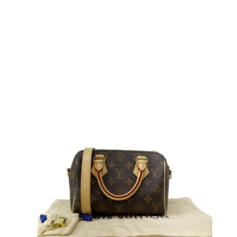 Louis Vuitton Speedy 20 Monogram Canvas Crossbody Bag Brown