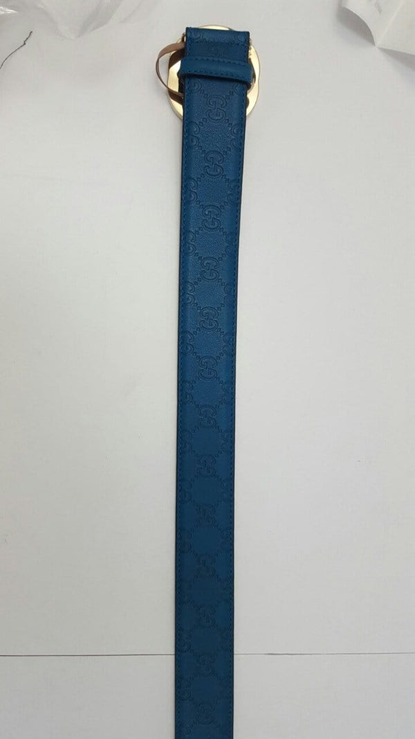 Gucci Teal Guccissima Leather Interlocking G Buckle Belt 114876 4618 (80/32)