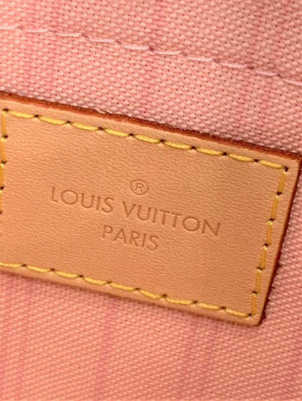 LOUIS VUITTON Neverfull Damier Azur Pochette Wristlet Pouch White