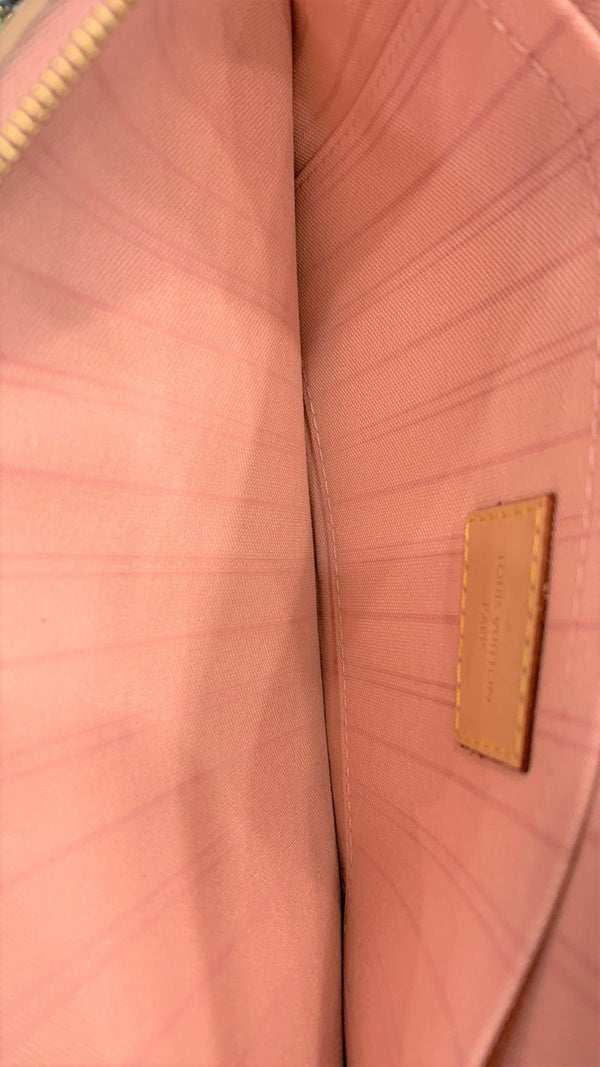 LOUIS VUITTON Neverfull Damier Azur Pochette Wristlet Pouch White