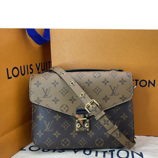LOUIS VUITTON Metis Pochette Reverse Monogram Canvas Crossbody Bag Brown