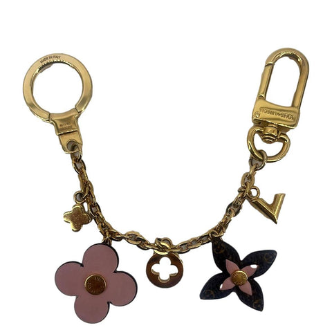 LOUIS VUITTON Monogram Blooming Flowers Bag Charm Key Holder Rose Ballerine