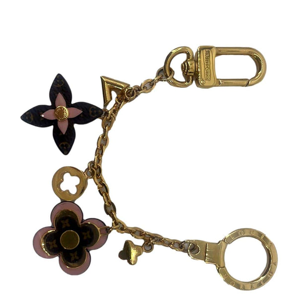 LOUIS VUITTON Monogram Blooming Flowers Bag Charm Key Holder Rose Ballerine