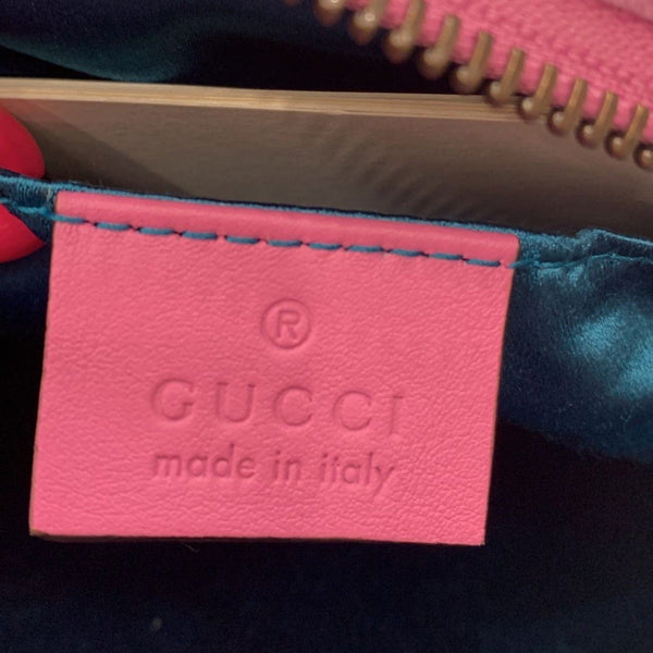 GUCCI GG Marmont Mini Marquise Crystal Velvet Crossbody Bag Pink