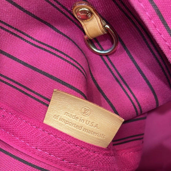 LOUIS VUITTON Neverfull MM Monogram Canvas Tote Shoulder Bag Fuchsia
