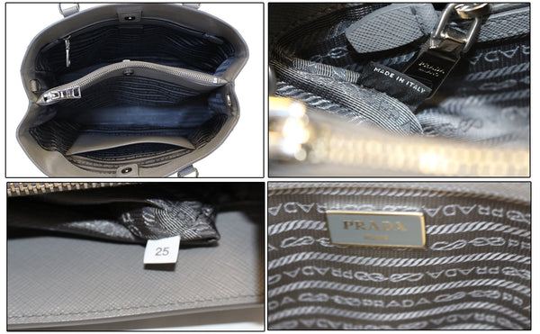 Prada Saffiano Executive Dark Grey Tote Shoulder Bag