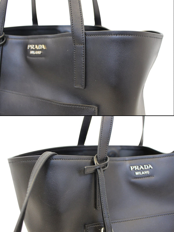 PRADA City Calf Leather Large Shopping Tote Shoulder Bag