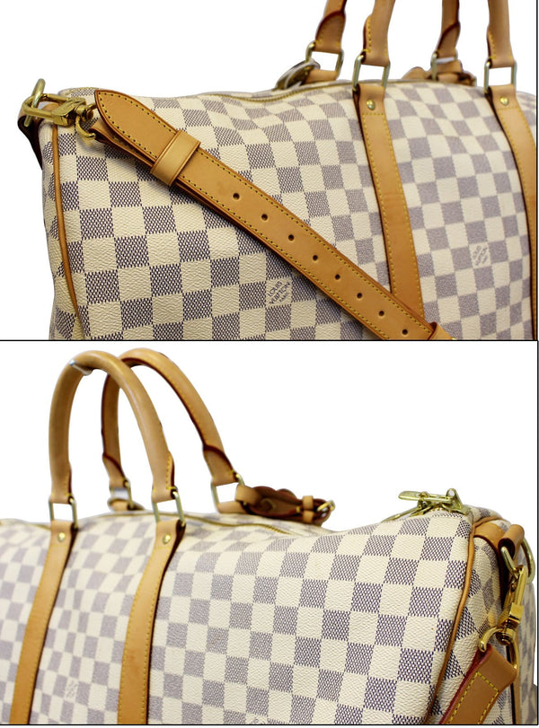 LOUIS VUITTON Damier Azur Keepall Bandouliere 55 Travel Bag