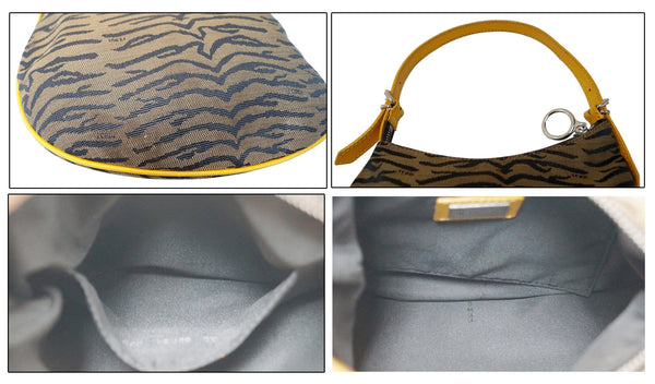 FENDI Canvas Zebra Print Oyster Hobo Bag