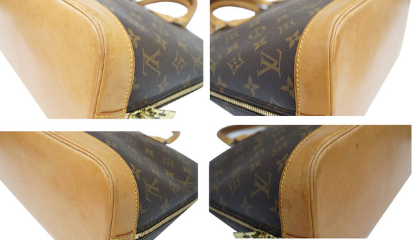 LOUIS VUITTON Monogram Canvas Alma Satchel Bag Brown