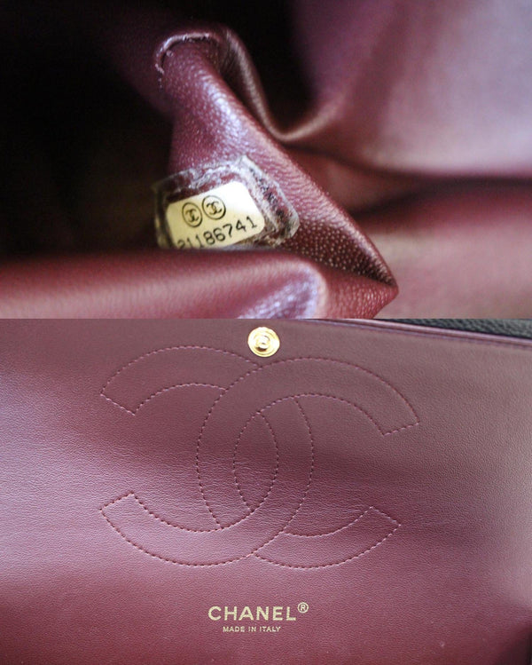 Chanel Double Flap Classic Jumbo Caviar Shoulder Bag -interior