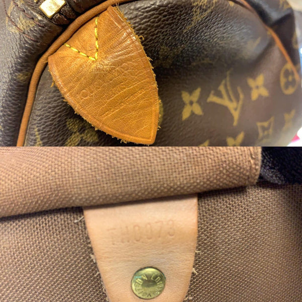 LOUIS VUITTON Speedy 35 Monogram Canvas Satchel Handbag Brown-US