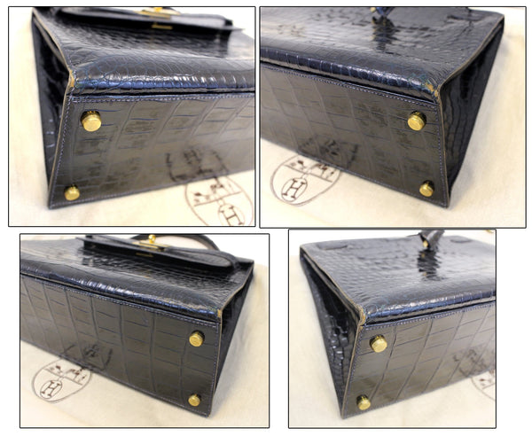 HERMES Kelly Crocodile 32 cm Black with Gold Hardware